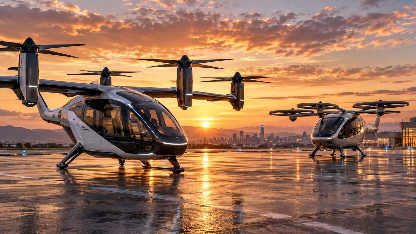 AURAK study “identifies 17 barriers to starting air taxi operations in the UAE” — AI-generated aviation illustration; not the actual aircraft or reported event.