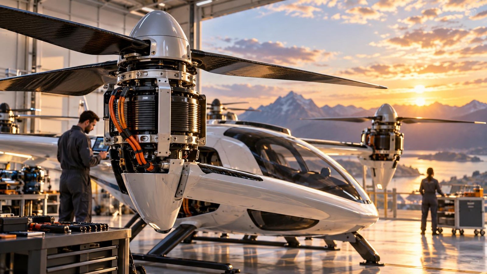 eVTOL Battery Management Systems Draw Attention as Industry Evaluates Key Selection Factors in 2026 - The Daily Tribune News — AI-generated aviation illustration; not the actual aircraft or reported event.