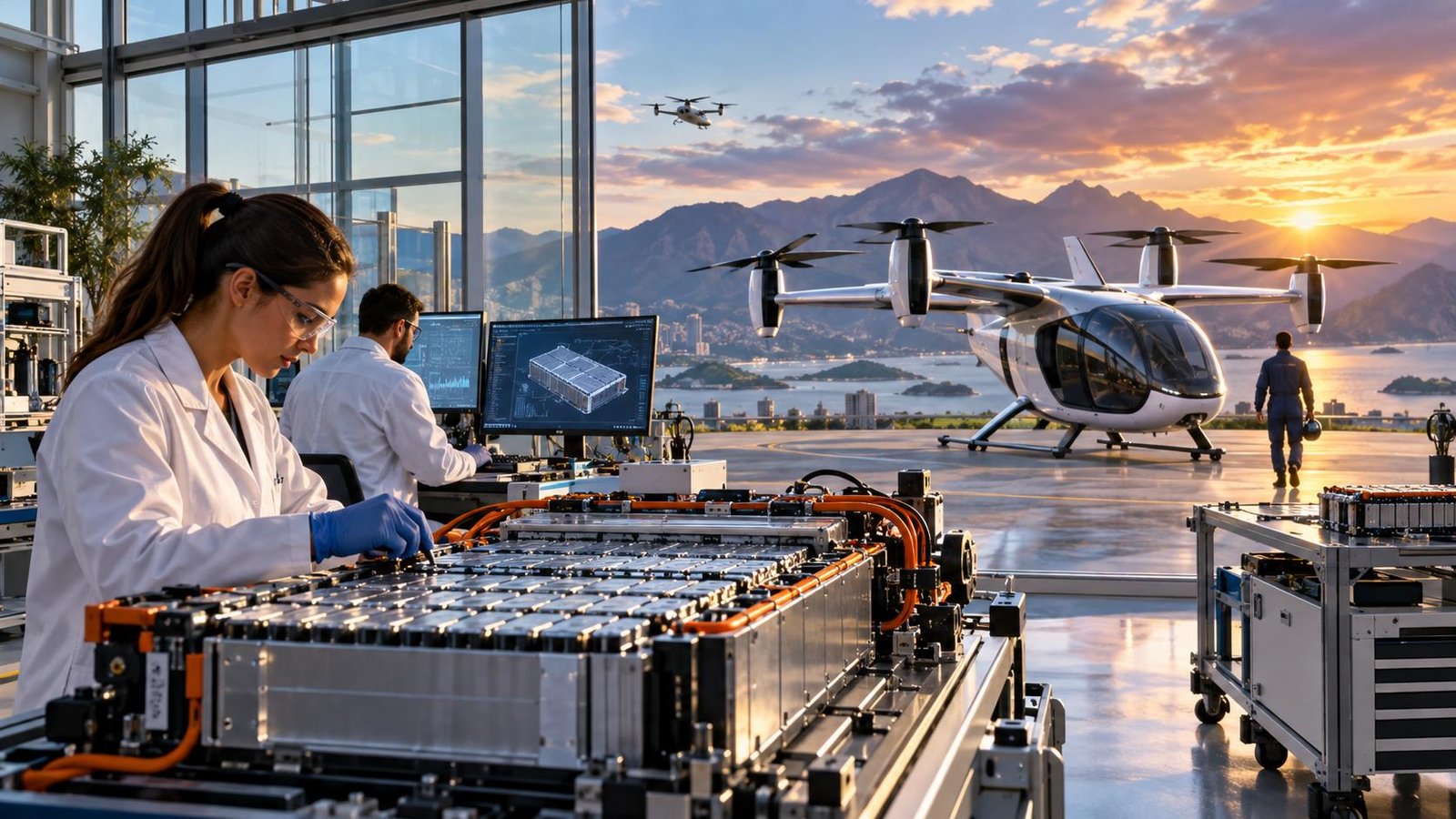 Skyports Infrastructure “bids for, and wins, nine AAM infrastructure projects in Japan” — AI-generated aviation illustration; not the actual aircraft or reported event.