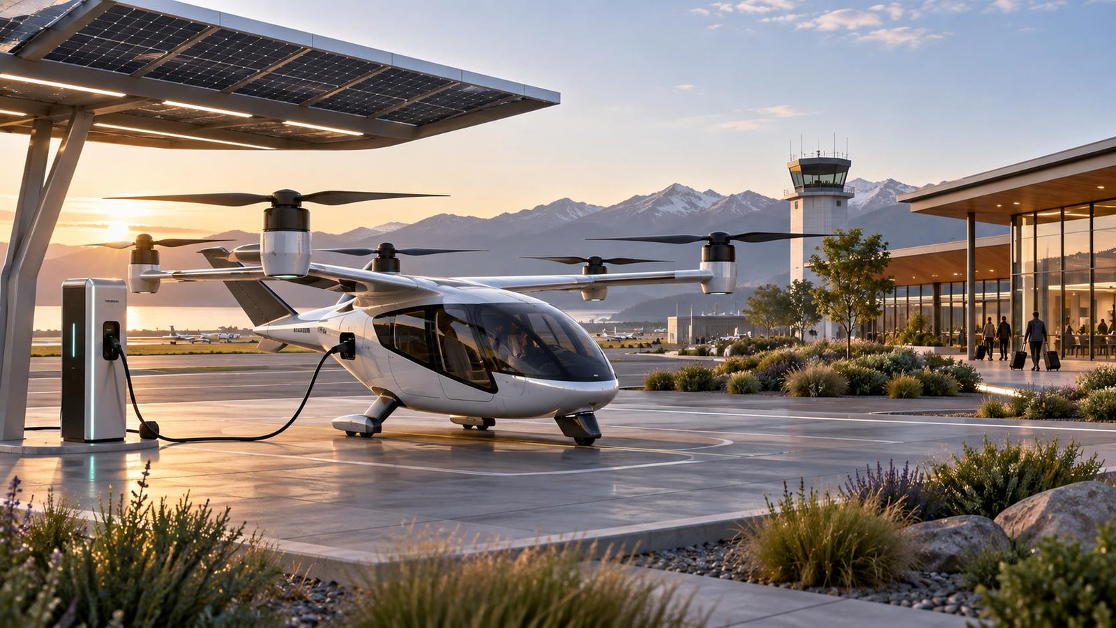 Florida’s Ron DeSantis signs bill to state-fund vertiport developments - Unmanned airspace — AI-generated aviation illustration; not the actual aircraft or reported event.