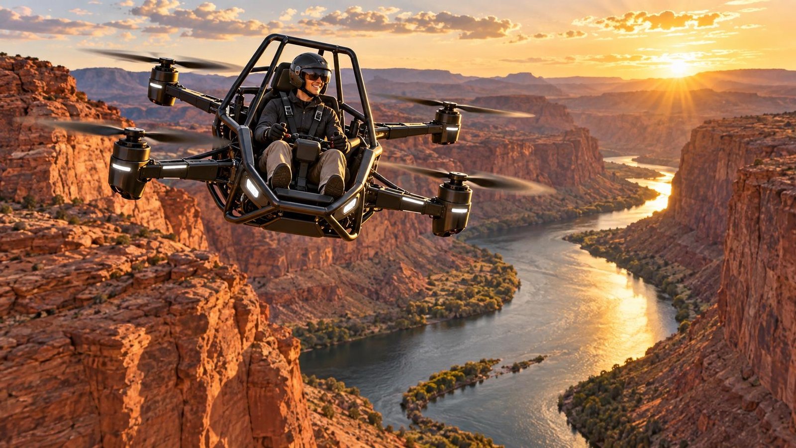 Rictor X4 eVTOL: A $40,000 Flying Car You Can Buy in 2026? - Captain Electro — AI-generated aviation illustration; not the actual aircraft or reported event.
