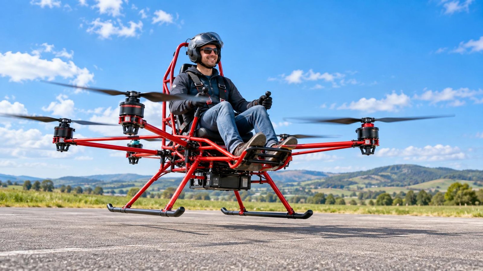 The world’s first eVTOL race proves the future is already here - supercarblondie.com — AI-generated aviation illustration; not the actual aircraft or reported event.