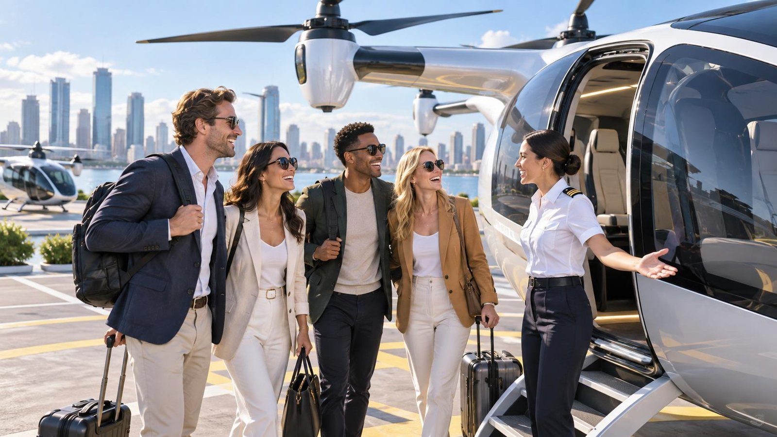 European researchers publish conclusions on developing new ATM procedures for vertiports - Unmanned airspace — AI-generated aviation illustration; not the actual aircraft or reported event.